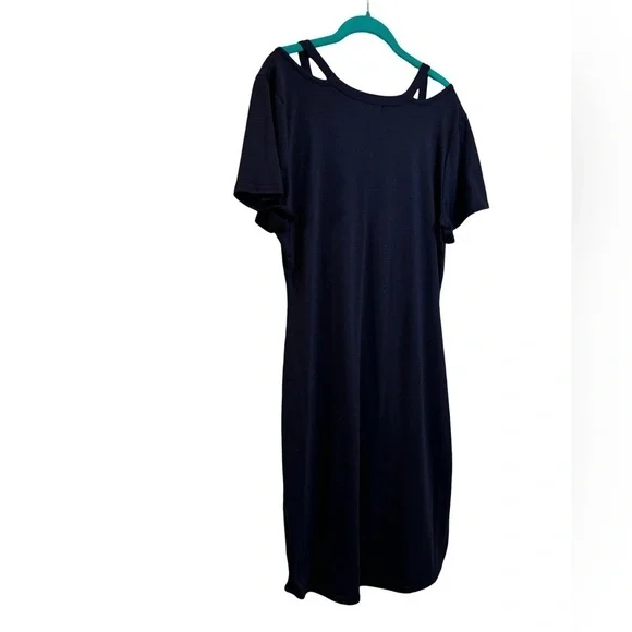 Berryou Navy Blue Cold Shoulder Dress Size L☀️ - Picture 8 of 12